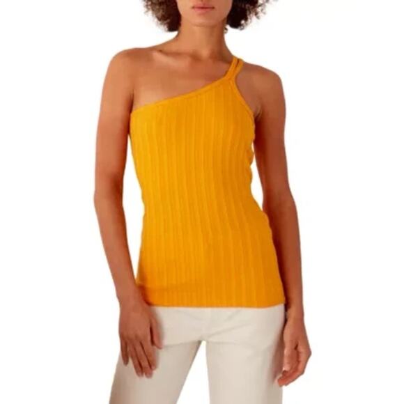 Rib by Simon Miller Capila Asymmetrical Tank Top In Sunset Small - Picture 1 of 10